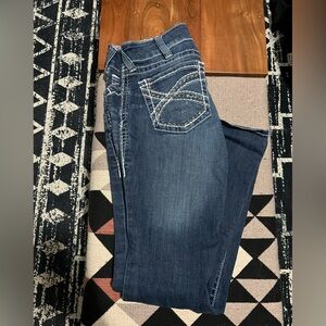 Ariat Dark Blue Boot Cut Jeans with White Stitching